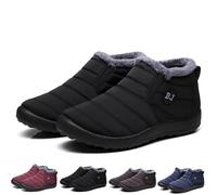 WIWIDANG Boojoy Winter Boots, Men and Women's Winter Snow Boots, Fur Lining Waterproof Slip On Outdoor Warm Ankle Boots (Black, numeric_3_point_5)