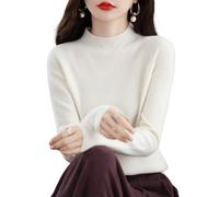 WIWIDANG Cashmere Sweaters for Women, 100% Cashmere Long Sleeve Crew Neck Soft Warm Pullover Knit Jumpers (UK, Alpha, XXL, Regular, Regular, White)
