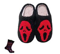 WIWIDANG Ghost Face Slippers, Halloween Slippers, Spooky Slides for Women Men, Halloween Skull Slippers (red, Adult, Women, 8, Numeric Range, UK Footwear Size System, 9, Medium)