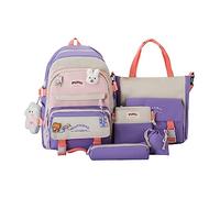 WIWIDANG Kawaii Backpack, Kawaii Backpack With Pendant, Cute School Bag, Sweet Girl Campus Backpack, Kawaii Backpack Set for Girls Boys Teens (Purple)