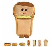 WIWIDANG Kawaii Pencil Case for Girls Boys, Large Capacity 3D Embosses Food Pen Pouch, Big Capacity Cute Kawaii Pencil Case, Funny Bread Toast Plush Pen Case (Style F)