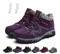 WIWIDANG Snowy Villi Leather Ankle Boots, Womens Winter Thick Sole Non-Slip Fleece Warm Thermal High Top Boots (purple, Adult, Women, 3, Numeric, UK Footwear Size System, Medium)
