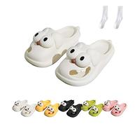 WIWIDANG Tongue Kiss Slippers, Big Eye Dog Slippers, 3D funny Cartoon EVA Non-slip Thick Sole Indoor Outdoor Slides (White, Adult, Women, 6, Numeric Range, UK Footwear Size System, 6.5, Medium)
