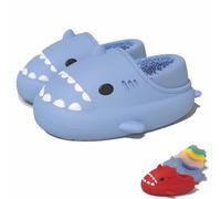 WIWIDANG Winter Shark Slides,Comfy Fuzzy Shark Slippers,Shark Flip Flops,Cute Shark Cloud Slippers Winter, Cute Animal Slippers (Blue-B, 6-6.5)