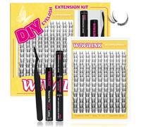 WiWiLINK Freya Lash Clusters Kit, 8-18mm Manga Lash Clusters D Curl | with bond, seal, remover and tweezers, 0.3mm invisible band wispy spiky lashes spikes eyelashes for natural fairy anime looks
