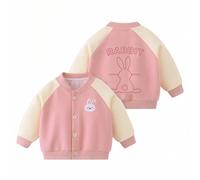 Wiwindi Baby Clothes Casual Baseball Jacket with Cartoon Patterns - Spring & Autumn Outerwear for Toddler Boys & Girls, Kids' Top Pink 12-18Months