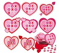 Wiwiqing 24 Pack Valentines Day Tic Tac Toe Game Strategic Board Felt with Storage Bags Valentine's Day Games Classroom for Valentine Party Games Favors Goodie Bags Gift Exchange Prizes (Heart)