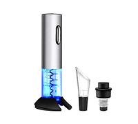 WIWONEY Electric Wine Opener, Automation Bottle Opener, Stainless Steel Electric Wine Corkscrew with USB Charging Port, Foil Cutter, Vacuum Stopper and Pourer
