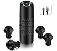 WIWONEY Electric Wine Pump Set, with 1 Wine Saver Pump and 4 Vacuum Wine Stoppers, Reusable Bottle Stopper, Type-C Charging, Black