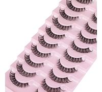 wiwoseo Eyelashes Russian Strip Lashes D Curly Clear Band Natural Wispy Fluffy 15MM 3D Effect Cat Eye Lashes Russian Volume Fake Eyelashes 10 Pairs Pack