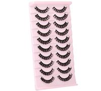 wiwoseo Eyelashes Russian Strip Lashes D Curly Natural Wispy Fluffy 3D Effect Hybrid Fake Eyelashes 10 Pairs Pack