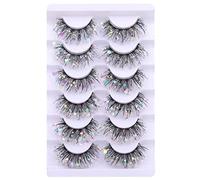wiwoseo Eyelashes Shining Decorative Lashes Natural Fluffy Wispy Lashes Festival Styles Eyelashes 3D Effect Fake Eyelashes for Valentine's Christmas New Year Cosplay Party Stage