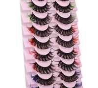 wiwoseo False Eyelashes Colored Lash Extensions Russian Strip Lashes Colorful 18MM D Curly Cat Eye Lashes Russian Volume Wispy Fluffy 3D Effect Colored Lash