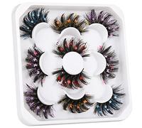 wiwoseo False Eyelashes Fluffy Wispy Faux Mink Lashes Valentines Festival Styles Long Dramatic 3D Star Butterfly Snow Colorful Decorative Fake Eyelashes for New Year Cosplay Party Stage