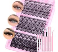 wiwoseo Individual Eyelashes Kit 30+40+50D Lash Clusters Kit 360pcs Wispy Lash Clusters Eyelash Extensions Individual Lashes Kit with Clear Bond and Seal Lash Glue for Beginners DIY at Home(8-18MM)