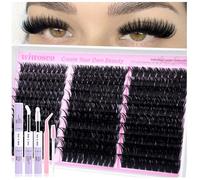 wiwoseo Volume Lash Clusters Kit Thick Fluffy Cluster Lashes Kit Eyelash Clusters Kit 80+100+120D Individual Eyelashes Extension kit with Clear Lash Bond and Seal Lash Glue Lashes Cluster Kits