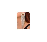 Wiwpar Boho Silver Heart Rhinestone Chandelier Long Tassels Dangle Earrings Crystal Sparkle Love Drop Dangle Earrings Bridal Accessory for Women Brides Weeding (silver)