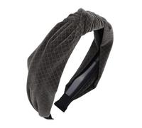 Wiwpar Cute Women's Grey Velvet Twisted Stripe Wide Knotted Headband Top Knot Hairband Elastic Non Slip Wide Head Band Cocktail Dating Bar Hair Hoop Turban Party Prom Hair Accessory (Grey, Free Size)