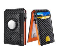 Wiwsi Wallet With Rfid Protection Men, Slim Leather Bifold Minimalist Men's Front Pocket Wallet, Mens Pop Up Wallet, with Gift Box, Carbon Orange, Slim and Compact Design