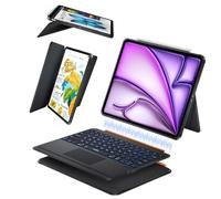 WIWU iPad Case Keyboard Air 13 Inch M4/M3/M2 2026/2025/2024 3 in 1 Magnetic Detachable Case Keyboard Adjustable Stand 7 Colours Backlit Keys with Trackpad (BLACK, For Air 13"(M3/M2)Pro 12.9"6/5/4/3)