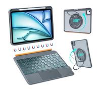 WIWU iPad Case with Keyboard 11 Inch A16 10th Gen 360°Stand Magnetic Detachable Keyboard Case Color Backlit Keys Trackpad with Pencil Holder Grey (For iPad 11/10/Air 5/4/11"(M2/M3/M4) Pro 11"4/3/2/1)