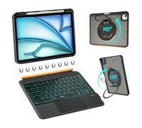 WIWU iPad Keyboard Case Air 11 Inch M4/M3/M2 A16 10th Gen 360°Stand Magnetic Detachable Case with Keyboard Backlit Trackpad with Pencil Holder Black (For iPad 11/10/Air 5/4/11"(M2/M3) Pro 11"4/3/2/1)