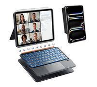 WIWU iPad Pro 11 inch Case with Keyboard M4/M5 2024/2025 Magnetic Detachable 3 in 1 Case Bluetooth Keyboard Adjustable Stand 7 Colors Backlit Keys with Trackpad (BLACK, iPad Pro 11"(M4/M5 2024/2025))