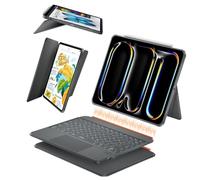 WIWU iPad Pro 11 inch Keyboard Case M4/M5 2024/2025 Grey Magnetic Removable | 3 in 1 Case Durable Keyboard, Adjustable Kickstand, Colors Backlit Keys, Gesture Trackpad Auto Sleep Wake, Connect Instantly
