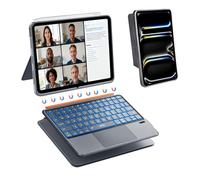 WIWU iPad Pro 11 inch Keyboard Case M4/M5 2024/2025 Magnetic Detachable 3 in 1 Case Bluetooth Case Keyboard Adjustable Stand 7 Colors Backlit Keys with Touchpad (GREY, iPad Pro 11"(M4/M5 2024/2025))