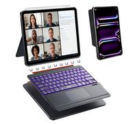 WIWU iPad Pro 13 inch Case with Keyboard M4/M5 2024/2025 Magnetic Detachable 3 in 1 Case Bluetooth Keyboard Adjustable Stand 7 Colors Backlit Keys with Trackpad (BLACK, iPad Pro 13"(M4/M5 2024/2025))