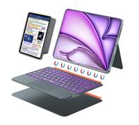WIWU Keyboard Case for iPad Air 13 Inch 3 in 1 Magnetic Detachable Case Keyboard Adjustable Stand 7 Colours Backlit Keys with Trackpad (GREY, For Air 13"(M3/M2) Pro 12.9" 6/5/4/3)