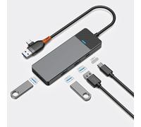 WiWU Linker 4-in-1 USB Hub (Model A431C) - Dual USB-C & USB-A Connector with 3× USB 3.0 Ports + 1× USB-C Data Port