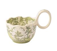 Wixann 16.9 Oz Microwave Safe Soup Bowl with Loop Handle,A Blossom of Colors Decor Mug Big Handle,Ceramic Soup Bowl with Spoon Set for Holding Fruits Cereal Snack (Green Lily of the Valley)