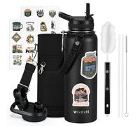 WixByti 40 oz Insulated Water Bottle with Straw (Cold for 48 Hrs), Stainless Steel Triple Wall Vacuum Sports Water Jug, Leakproof Hydro Cup Flask with Paracord Handle & Straw Spout Lids & DIY Stickers