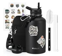 WixByti 64 oz Insulated Water Bottle with Straw (Cold for 48 Hrs), Half Gallon Stainless Steel Triple Wall Vacuum Sports Water Jug, Leakproof Hydro Cup Flask with Straw Spout Lids & DIY Stickers