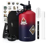 WixByti One Gallon Water Bottle Insulated, Triple Wall Vacuum Cold for 48 Hrs & Leak-proof & Non-BPA, 128oz Christmas Stainless Steel Gifts Water Jug with Paracord Handle Straw Spout Lids