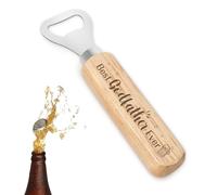 Wixelon Godfather Bottle Opener - Best Godfather Ever Engraved Stainless Steel and Wood Gift for Men, Father's Day, Christmas, Birthday