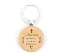 Wixelon Godmother Gifts,Godparent Gifts,Godmother Birthday Gifts,will you be my godmother gifts,god parents christmas gifts,Wooden Keyring,Godmother Christmas Gifts