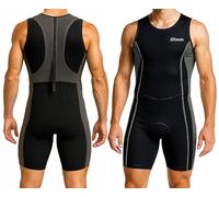Wixen Men’s Triathlon Suit - Padded One-Piece Sleeveless Trisuit with Rear Zipper for Running, Swimming, Cycling, Gray, M