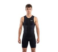 WIXEN Men’s Triathlon Suit - Sleeveless Aero Trisuit with 3D Chamois Pad, Quick Dry Compression One Piece for Swim Bike Run, Black, L