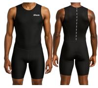 Wixen Men's Performance Triathlon Suit Sleeveless Tri Suit Padded Quick Dry Run Swim Bike, Black, M