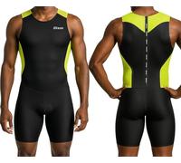 Wixen Men's Performance Triathlon Suit Sleeveless Tri Suit Padded Quick Dry Run Swim Bike, Green, X-Large