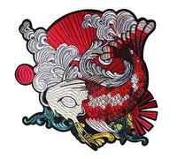 Wixine 1Pcs Japanese Koi Fish Embroidered Patch Sew Iron On Applique Badge DIY Craft Decor