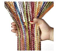 Wixine 2Pcs Curtain Beads Room Divider Crystal Tassel Fringe Beaded Window Panel String Door