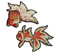 Wixine 4Pcs Gold Fish Koi Embroidery Lucky Animal Patch for Clothes DIY Accessory Applique