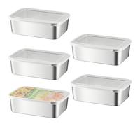 WIYETY Airtight Food Storage Containers: 5 Set 1100 ml Stainless Steel Kitchen Food Storage Container with Lid, Food Containers for Cereals for Microwave, Dishwasher