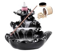 WIYETY Backflow Incense Burner, Backflow Incense Burner with 40 Pieces Incense Cones, Ceramic Incense Sticks Holder, Waterfall Backflow, for Meditation, Home, Zen, Yoga Room and Living Room Decor