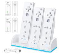 WIYETY Charging Station for Wii Remote Control: 4 in 1 Controller Charger, 4 Port Charger with 4 Pieces 2800mAh Rechargeable Batteries for Wii/Wii U Game Remote Control