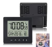 WIYETY Digital Radio Alarm Clock with Light: Travel Alarm Clock, Radio-Controlled Automatic Digital Alarm Clock with Two Independent Alarm Clocks, Thermometer, Date Display, Backlight, Date, Week