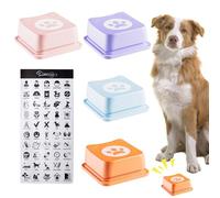 WIYETY Dog Buttons for Talking: Pack of 4 Dog Buzzers with Recording Function, 4 Colour Dog Training Buttons, Talking Dog Buttons with Stickers for Dog Interaction